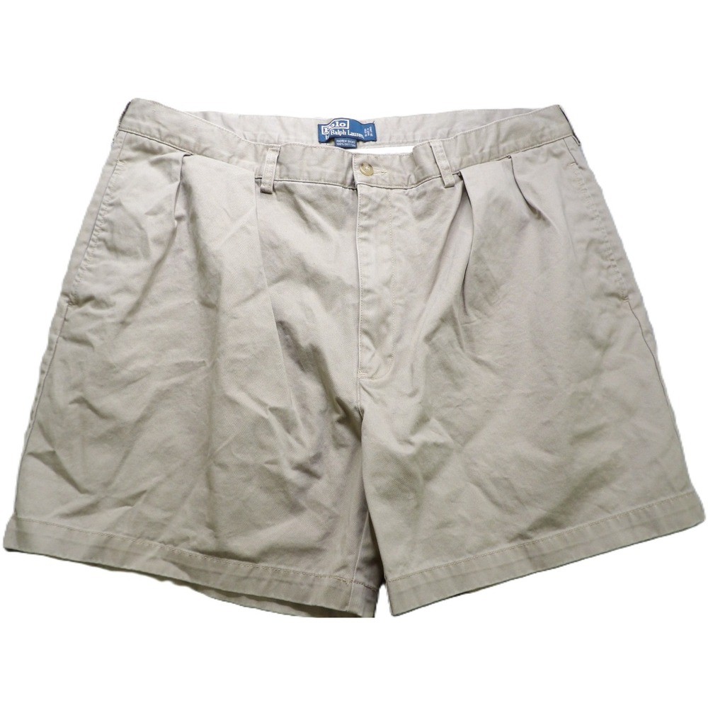 VTG Polo Ralph Lauren Andrew Shorts Men W40 Pleated Khaki Chino Golf Classic EUC